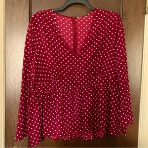 Red & White Polka Dot blouse from Mod Cloth. NWT